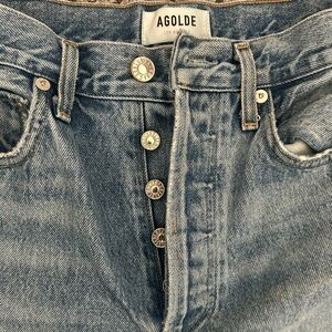 AGOLDE High-Rise distressed Light Blue Button-Fly Jeans